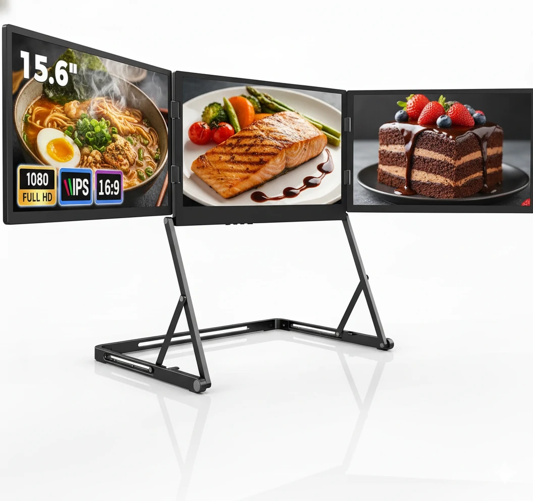 TriMon 1080P 15.6" Triple Portable Monitor for Windows/Mac/Android