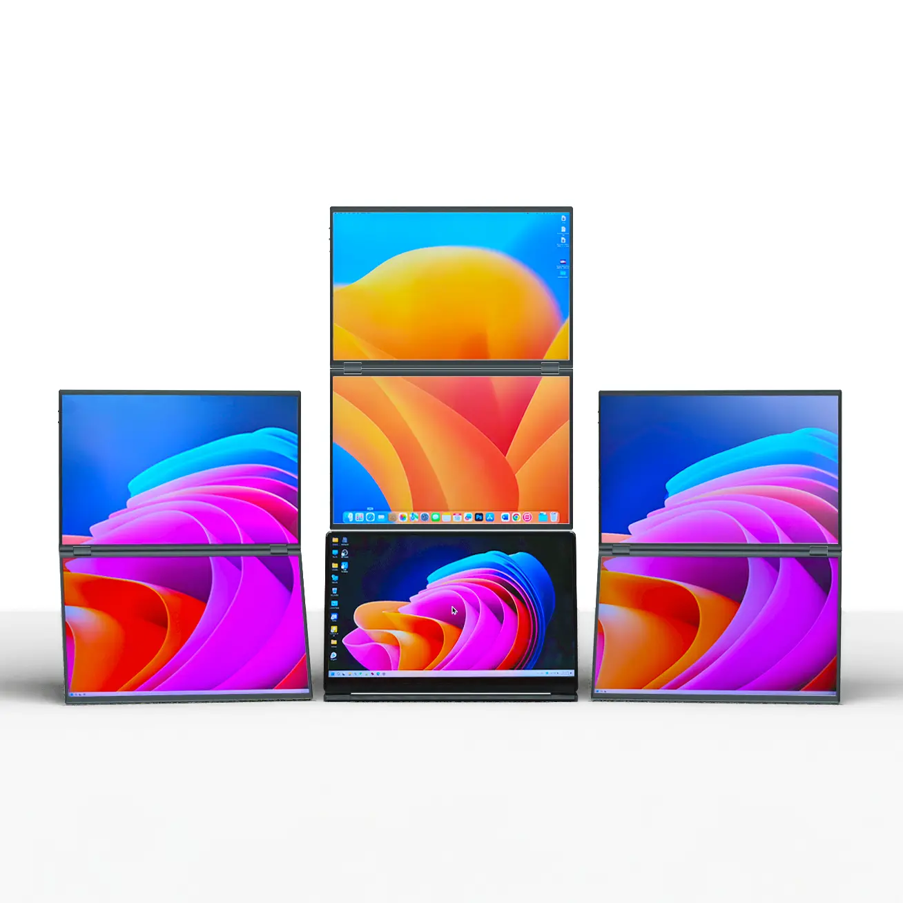 DUOONE: 8K/4K Duo-Monitor Foldable 16"-22.8", Smart KVM
