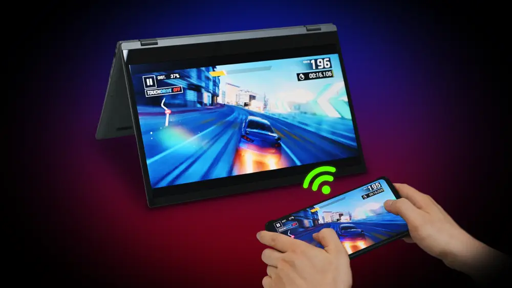 wireless touchback monitor with USB-C and HDMI input
