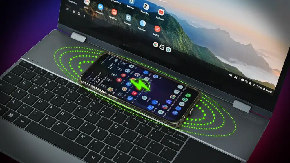 magnetic wireless charging portable monitor for laptop and phone